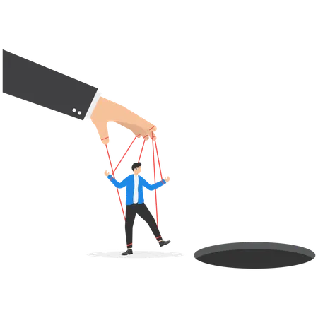 Businessman controlled as puppet on strings  Illustration