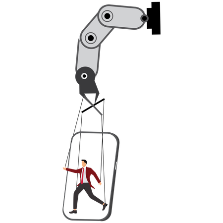 Businessman controlled by AI  Illustration