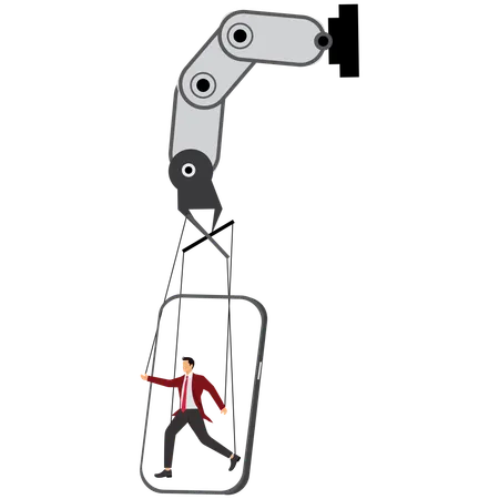 Businessman controlled by AI  Illustration