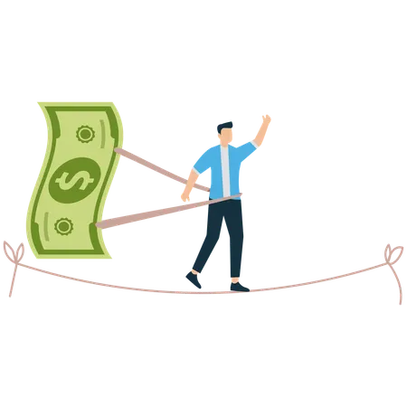 Businessman controlled by Financial Greed  Illustration