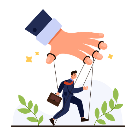 Businessman Controlled Like Puppet by Hand  Illustration