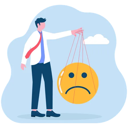 Businessman controlling business emotion  Illustration