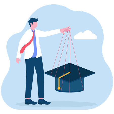 Businessman controlling business graduation  Illustration