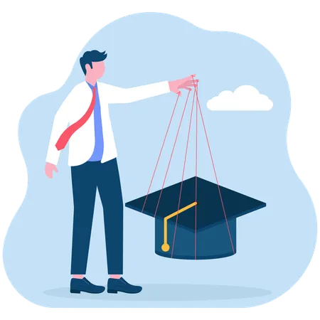 Businessman controlling business graduation  Illustration