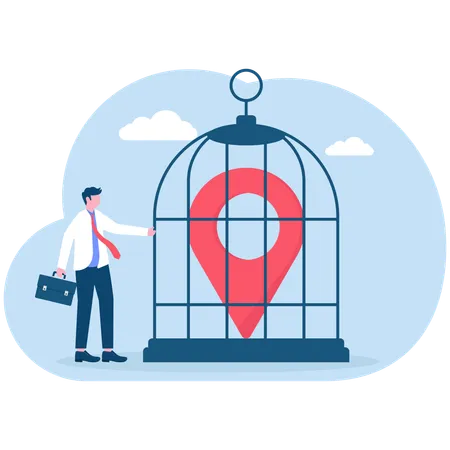 Businessman controlling business location  Illustration