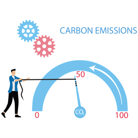 Businessman controlling co2 emission  Illustration