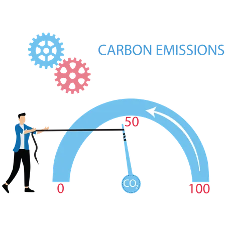 Businessman controlling co2 emission  Illustration