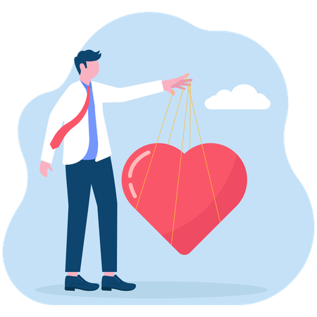 Businessman controlling heart  Illustration