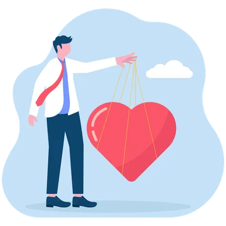 Businessman controlling heart  Illustration