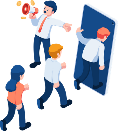 Businessman Convince People to Join Network Marketing  Illustration