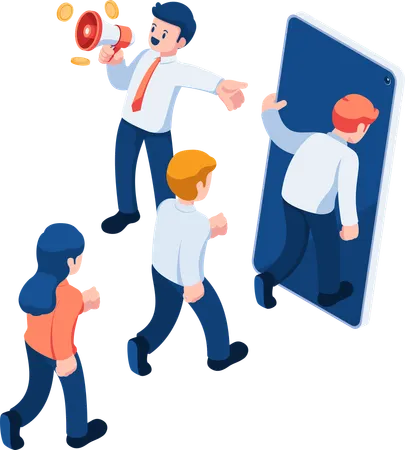 Businessman Convince People to Join Network Marketing  Illustration