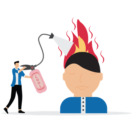 Businessman cool down burning mind  Illustration