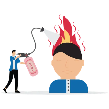 Businessman cool down burning mind  Illustration