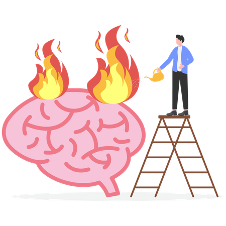 Businessman cooling down burning mind  Illustration