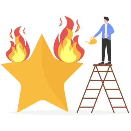 Businessman cooling down burning rating  Illustration