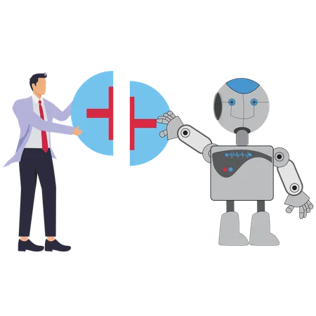 Businessman Coordination robot doctor  Illustration