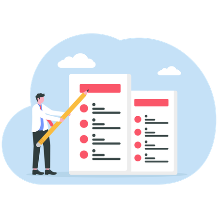 Businessman copywriting landing page  Illustration