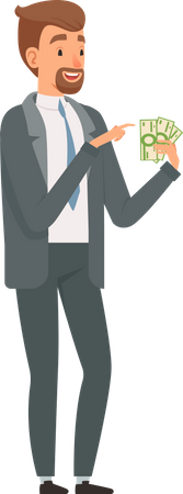 Businessman counting money Illustration