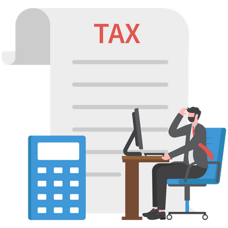 Businessman counting tax  Illustration