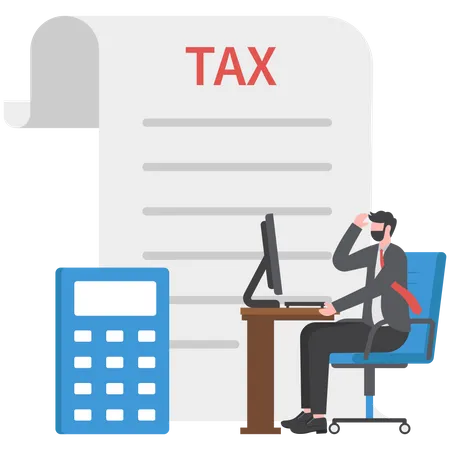 Businessman counting tax  Illustration