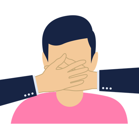 Businessman covering employee mouth  Illustration