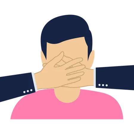 Businessman covering employee mouth  Illustration