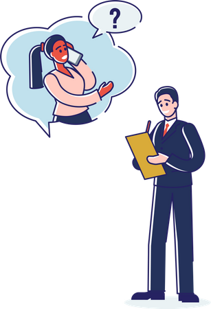 Businessman Create Checklist With Secretary Help Illustration