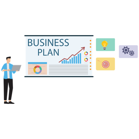 Businessman Creating Business Plan Document  Illustration