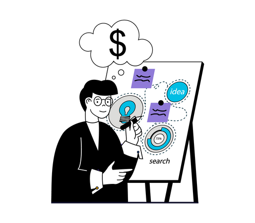 Businessman creating business strategy  Illustration