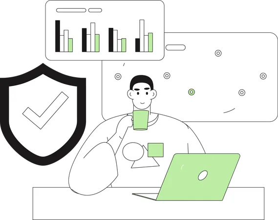 Businessman creating data analytics  Illustration