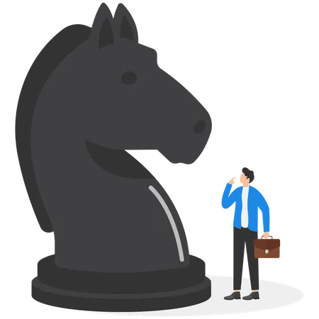 Thinking About Big Strategy Strategic Thinking To Get Business Solutions And Win Competitions Leadership Challenges To Think About New Idea Intelligence Or Wisdom For Success Businessmen Thinking With Chess Piece Illustration
