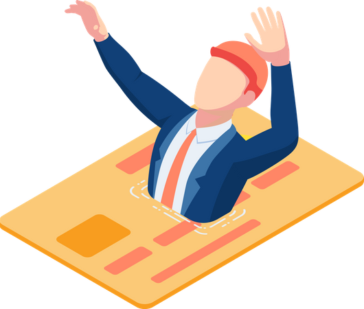 Businessman Credit Card Crisis Illustration