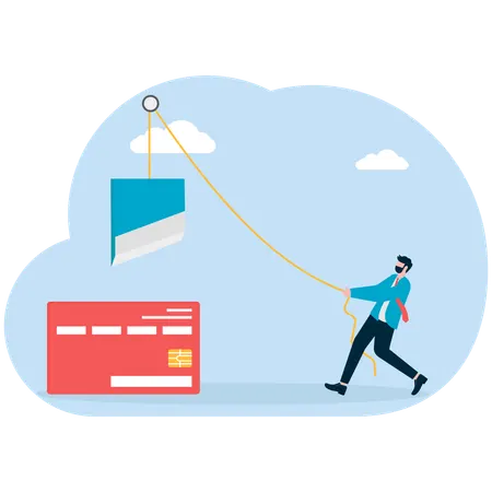 Businessman credit card gets hacked  Illustration