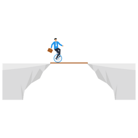 Businessman cross the bridge  Illustration