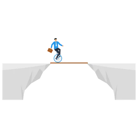 Businessman cross the bridge  Illustration