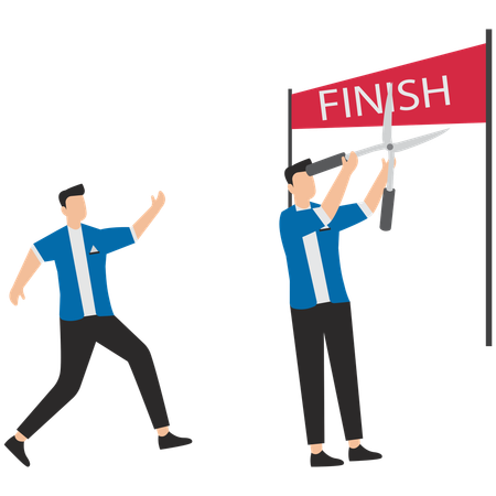 Businessman crossing finish line  Illustration