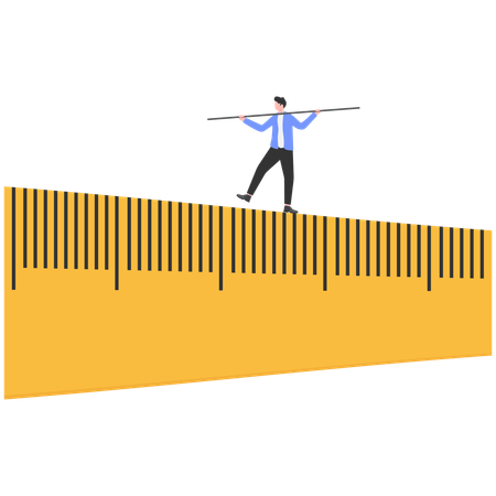 Businessman crossing huge ruler  Illustration