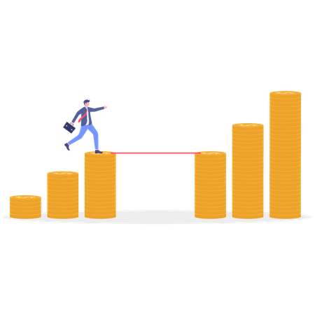 Businessman Crossing money bridge  Illustration