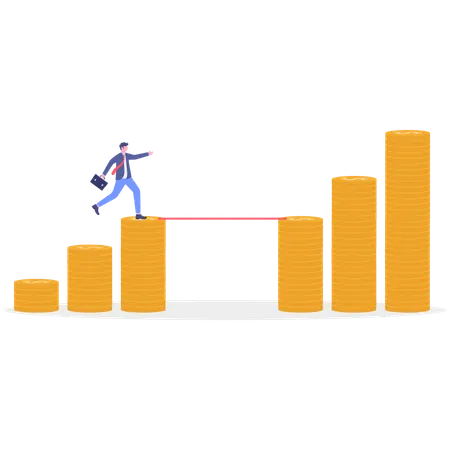Businessman Crossing money bridge  Illustration