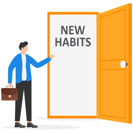 Businessman curb new habits in life  Illustration