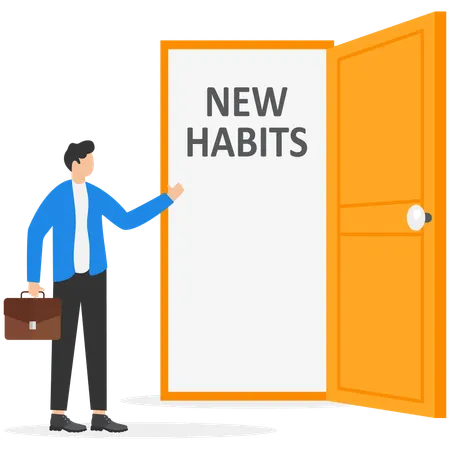 Businessman curb new habits in life  Illustration