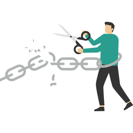 Businessman cut chains  Illustration