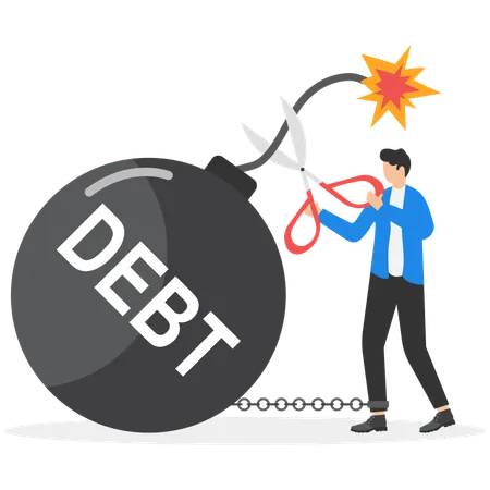 Businessman Cut Debt  Illustration
