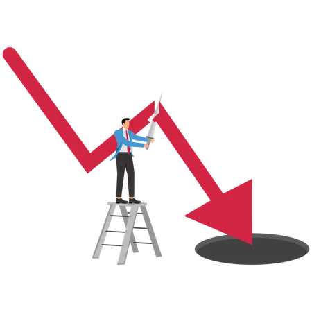 Businessman cut off the falling downward arrow  Illustration