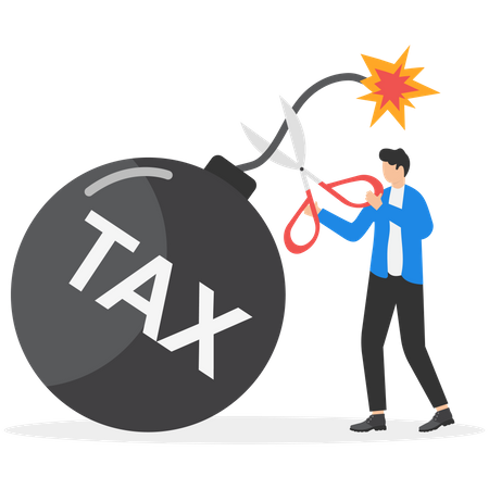 Businessman cut taxes  Illustration