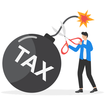 Businessman cut taxes  Illustration