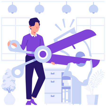 Businessman cuts extra expenses  Illustration