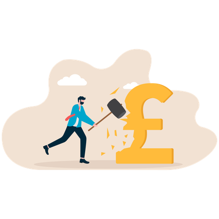 Businessman cuts out Euro coin  Illustration