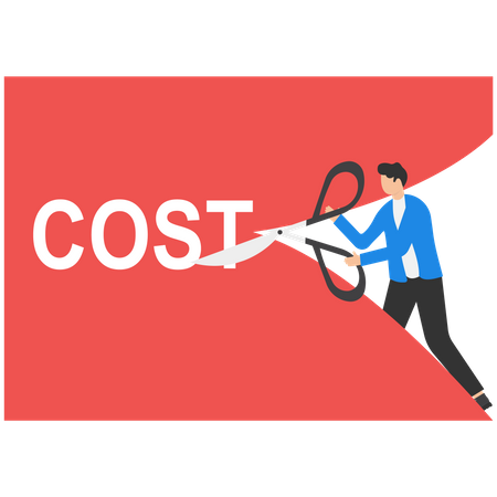 Businessman cutting a cost  Illustration