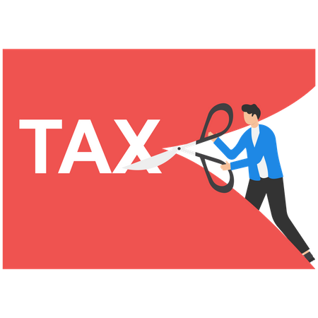 Businessman cutting a tax  Illustration